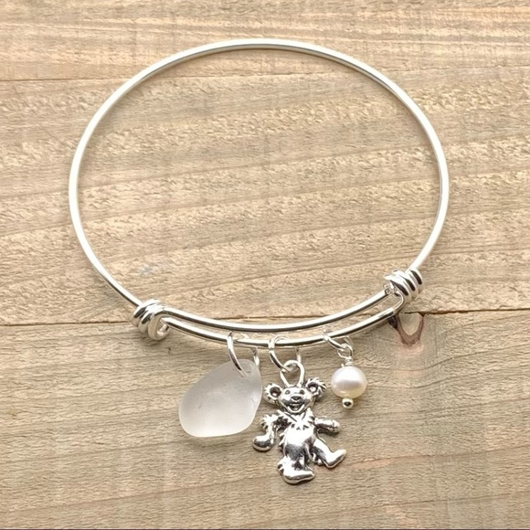 Sea Glass Pearl And Grateful Dead Dancing Bear Bracelet| Seaglass Summer… - Picture 3 of 6